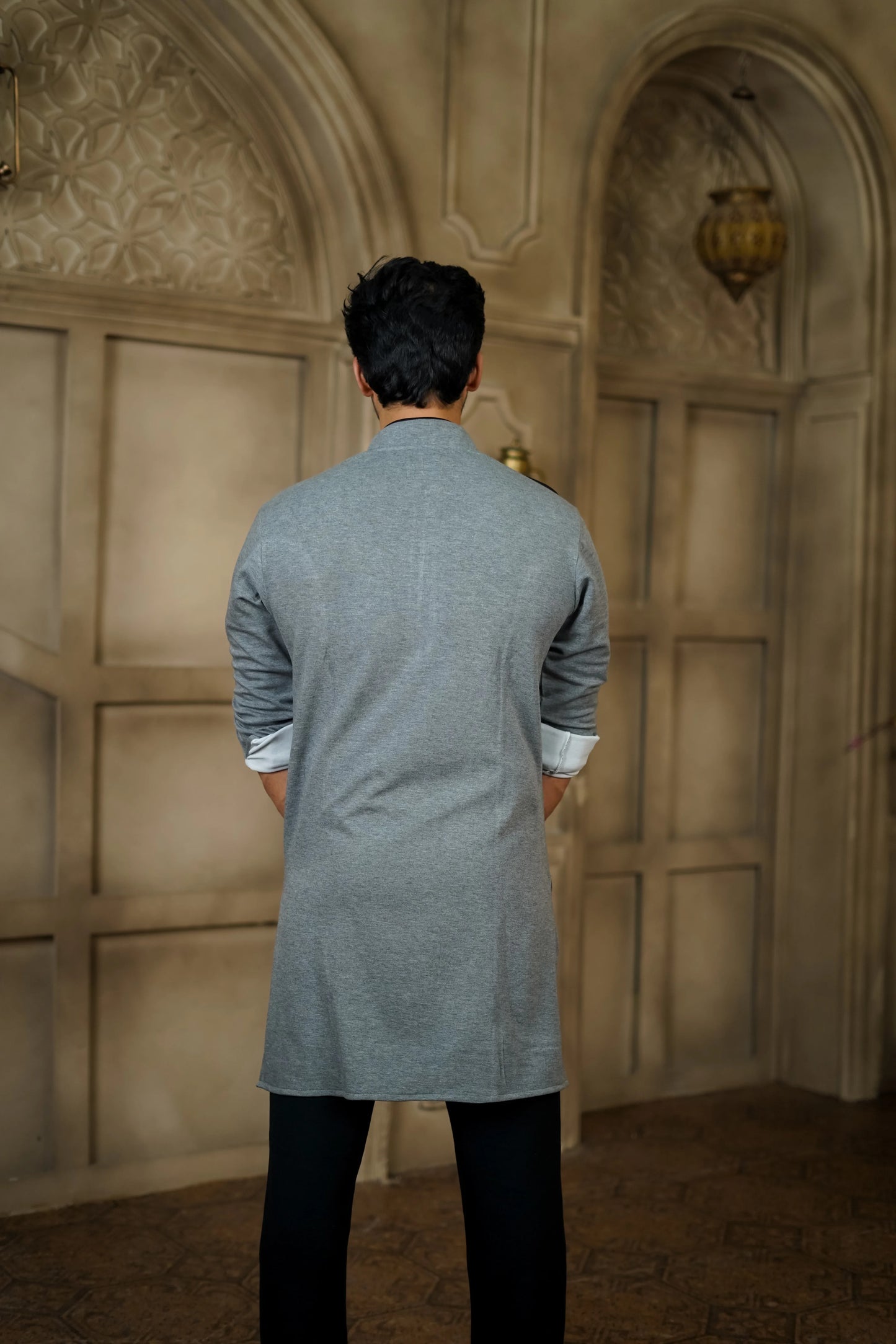 STRETCH U PIPEN GREY KURTA WITH PANTS