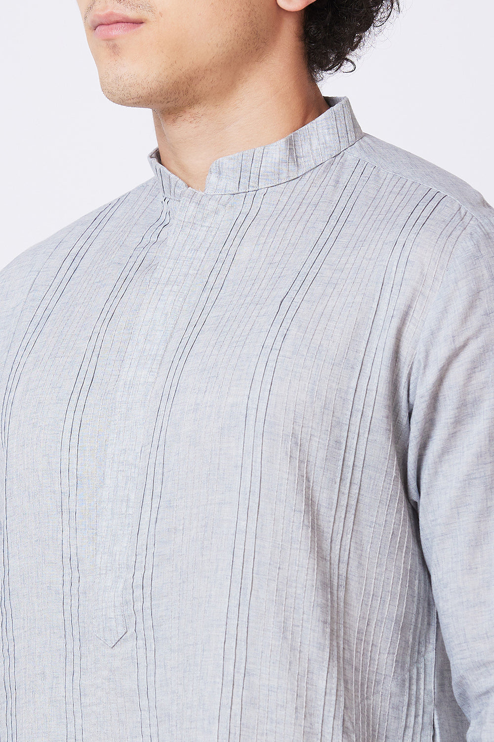 KURTA LINEN GREY PINTUCKS