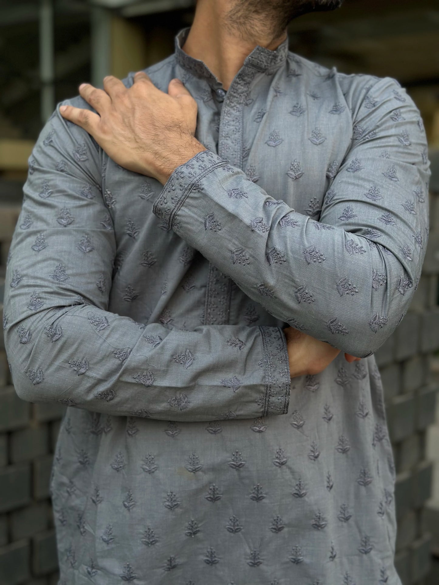 EMBROIDERED GREY KURTA