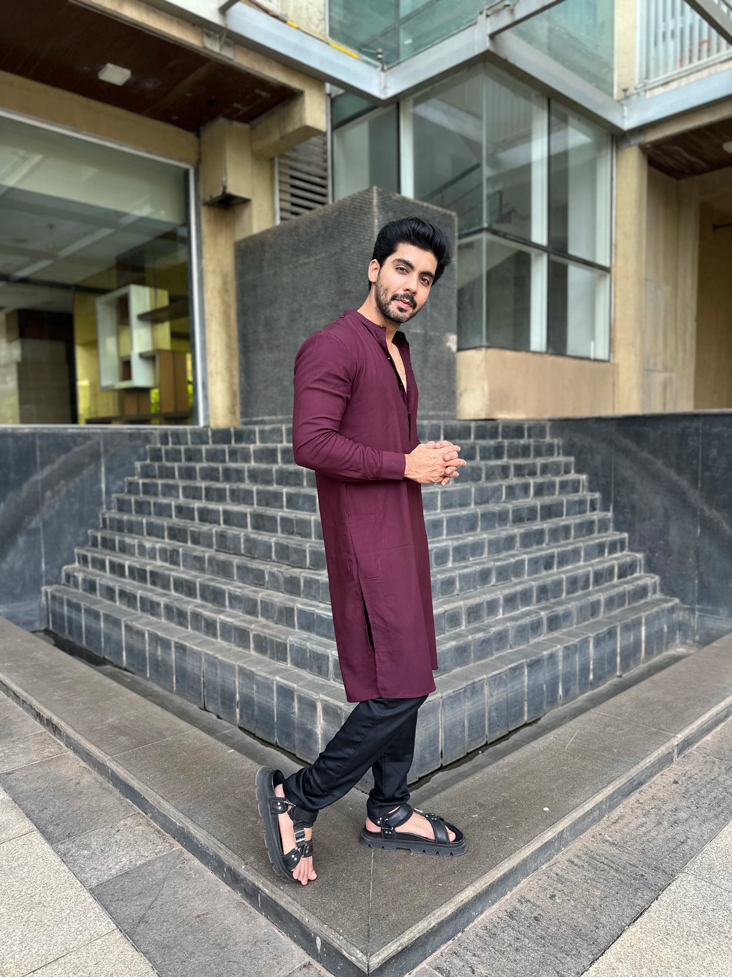 MAROON OPEN KURTA