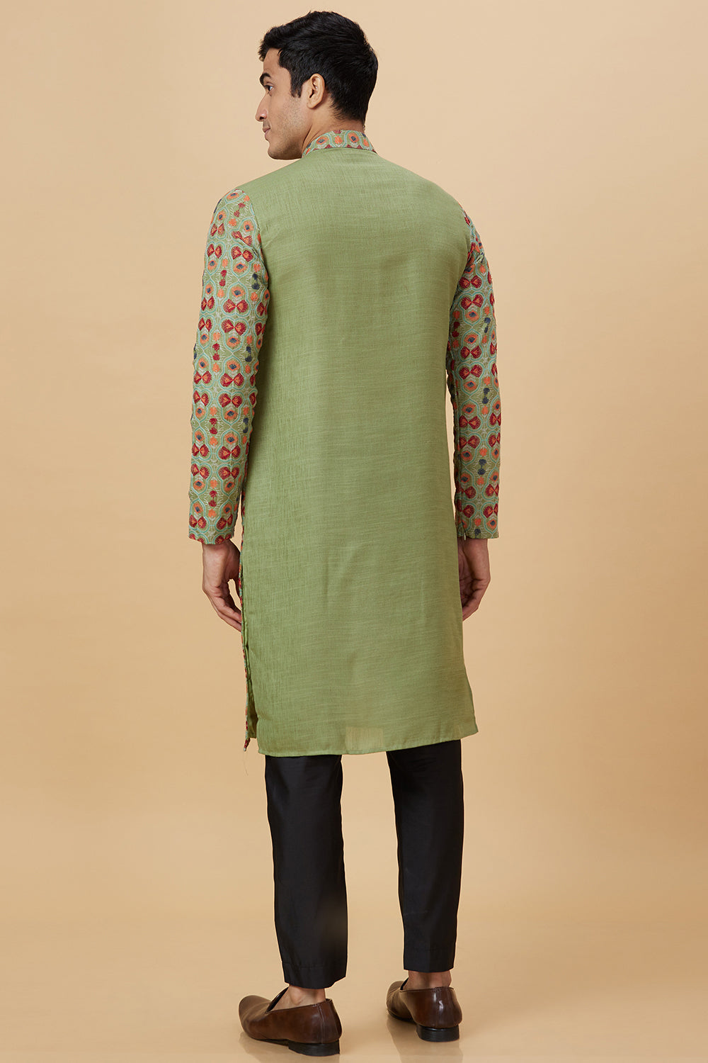 KURTA GREEN WITH BUTTERFLY EMBROIDERY