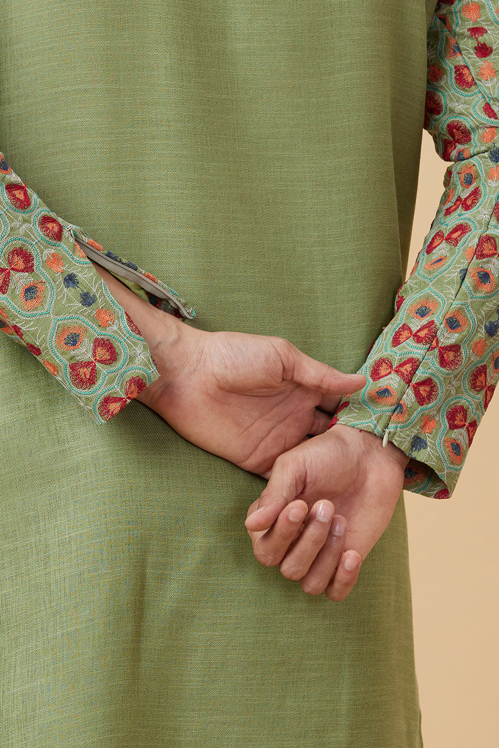 KURTA GREEN WITH BUTTERFLY EMBROIDERY