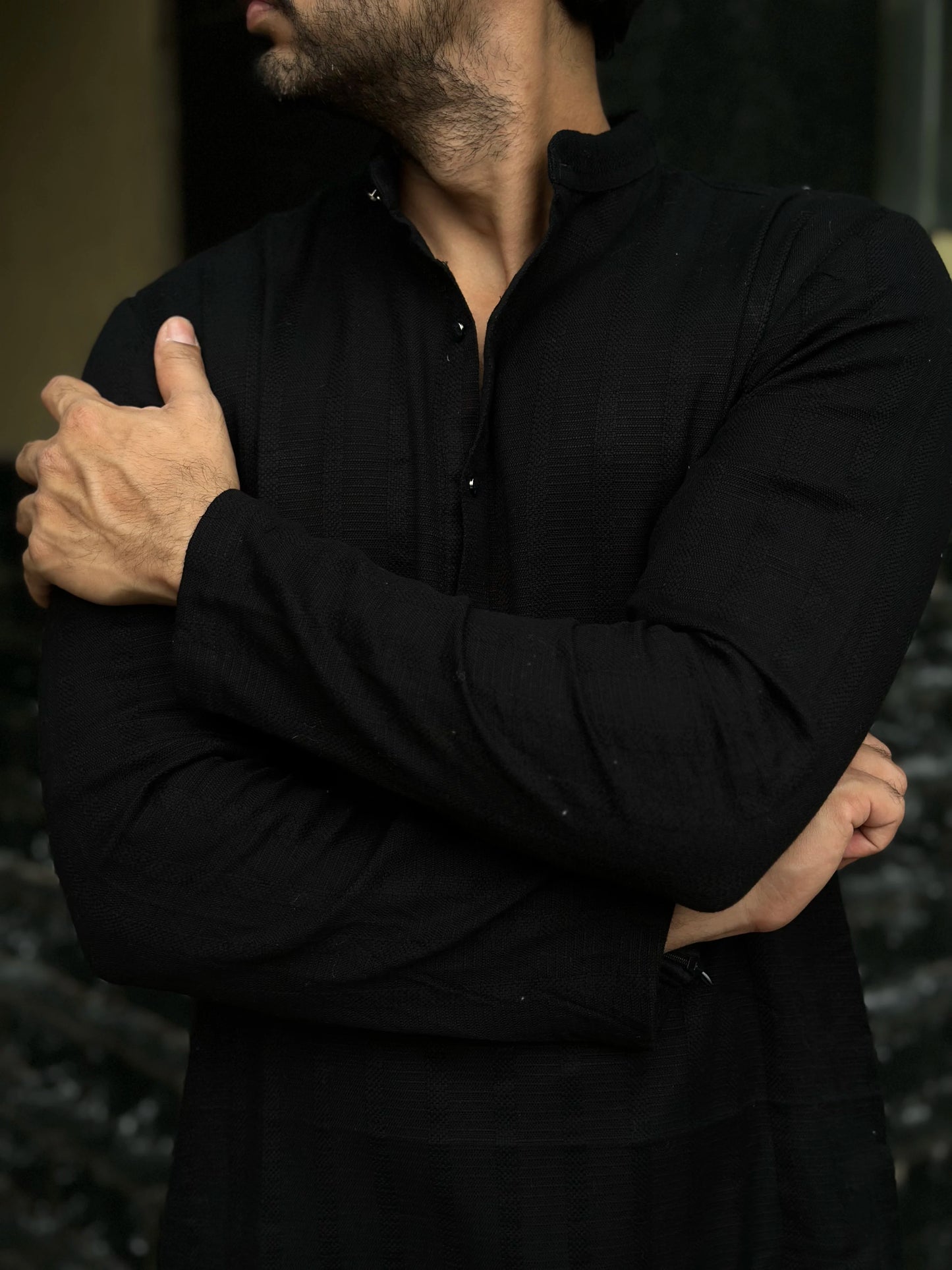 BLACK DESIGNED EMBROIDERED KURTA