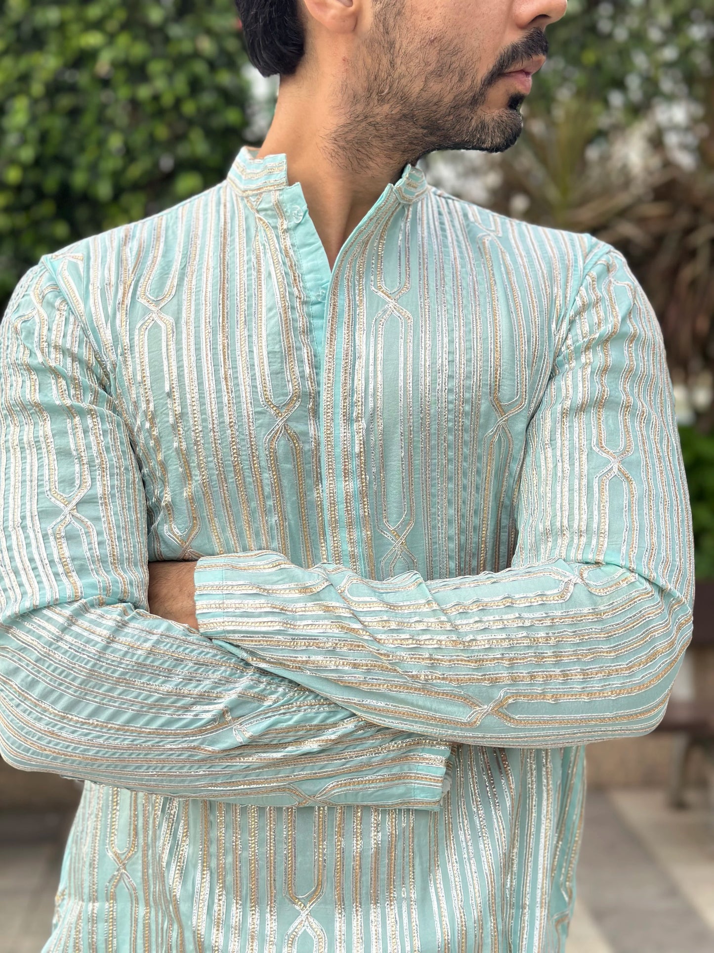 EMBROIDERED TEAL KURTA