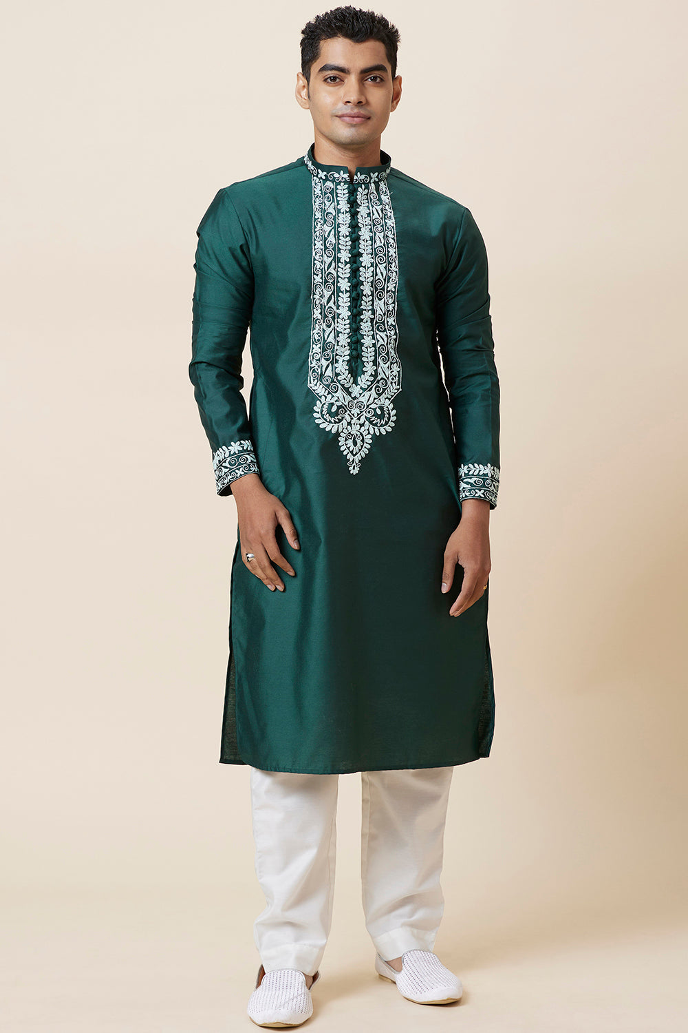 Kurta Green Placket Embroidery