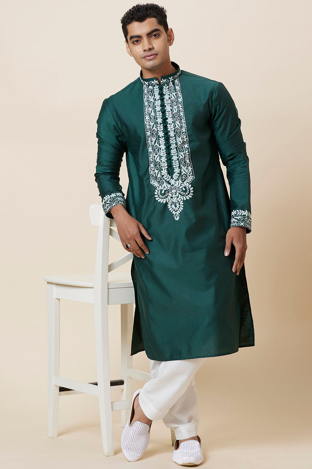 Kurta Green Placket Embroidery