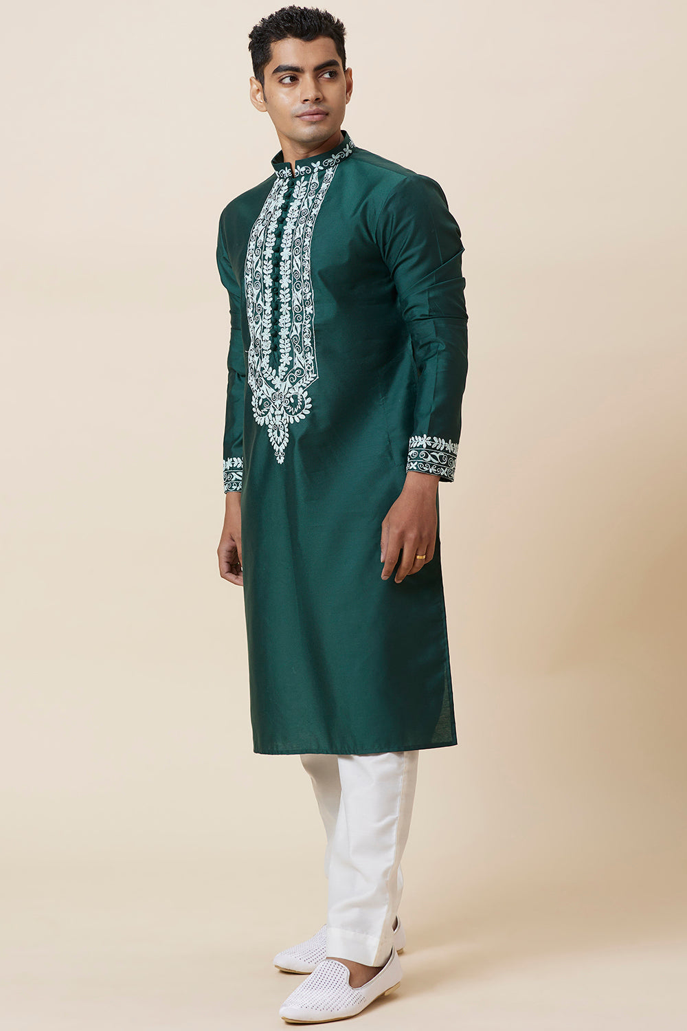 Kurta Green Placket Embroidery