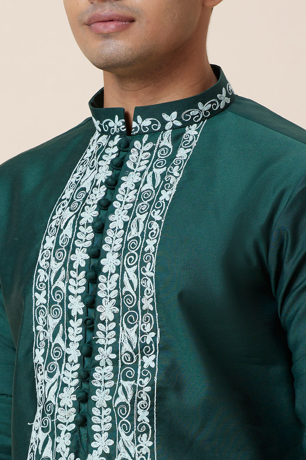 Kurta Green Placket Embroidery