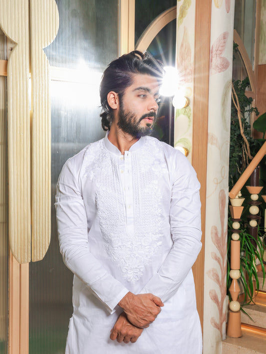 KURTA COMBINATION HAND EMBROIDERY WITH FRENCH KNOTS