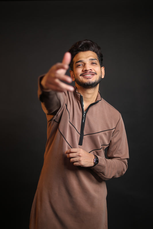 ZIP COFFEE BROWN KURTA