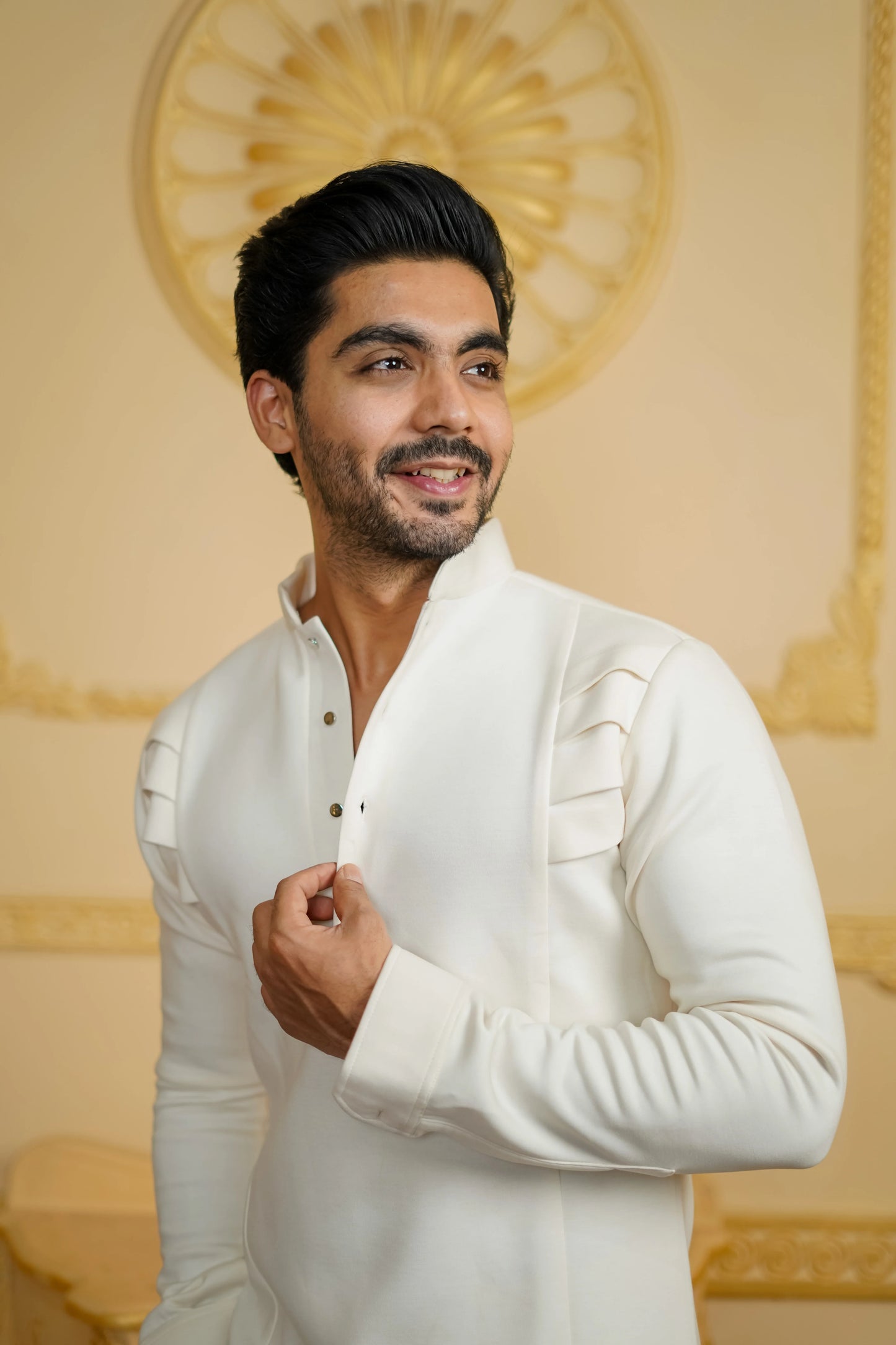 SIDE PLETE STRETCH KURTA SET