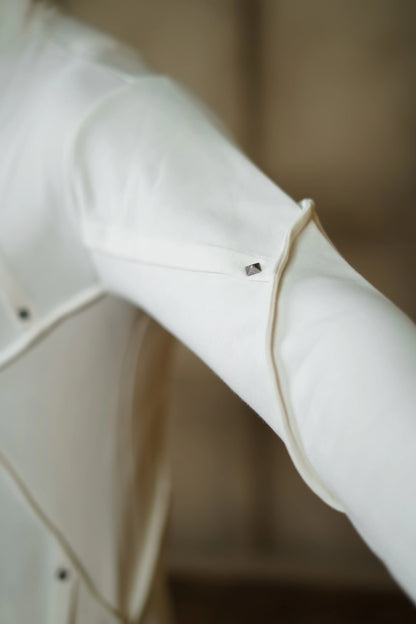 STRETCH PLETE AND STUDDED WHITE KURTA WITH PANTS