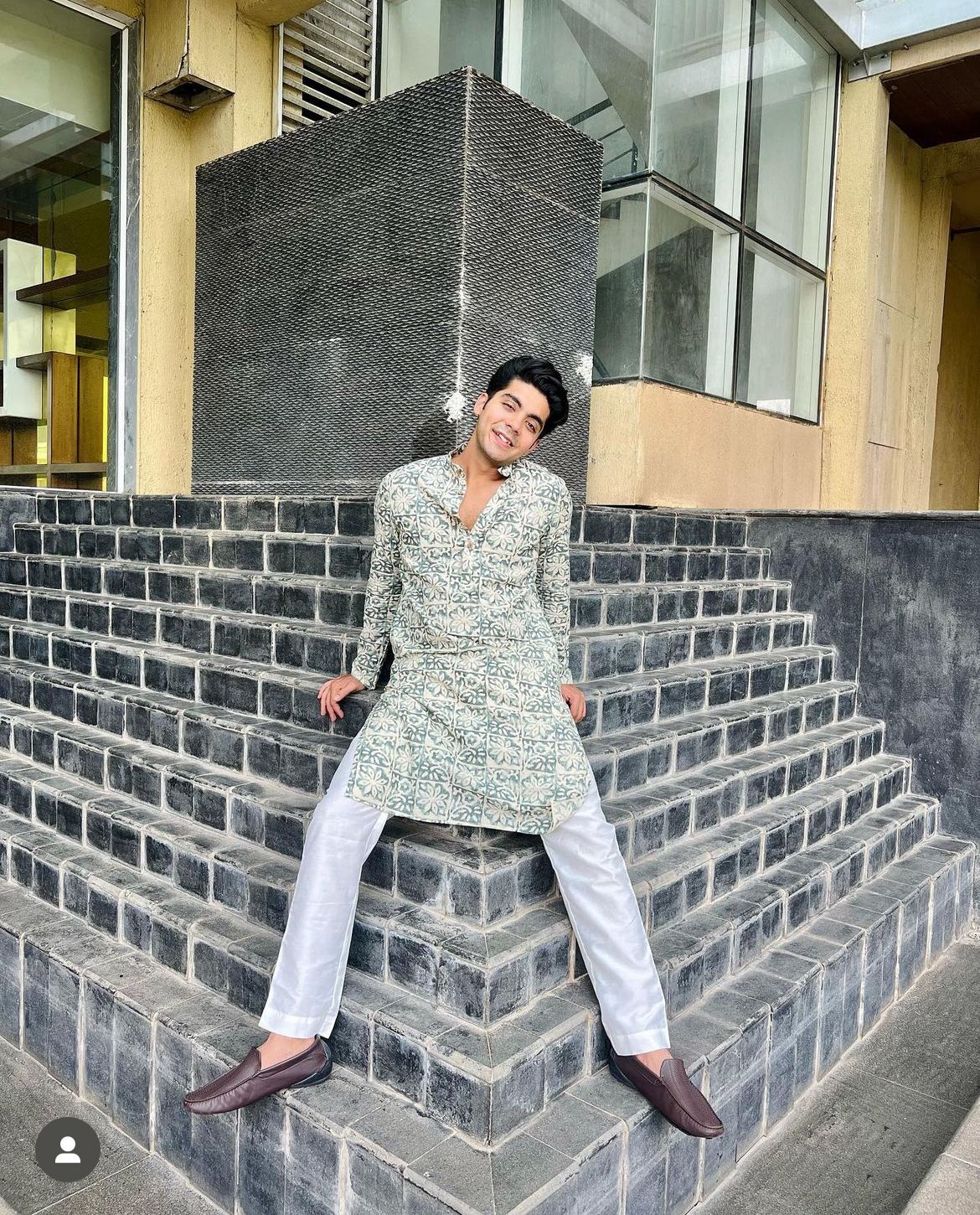 KURTA LINEN GREEN FLOWER PRINTED