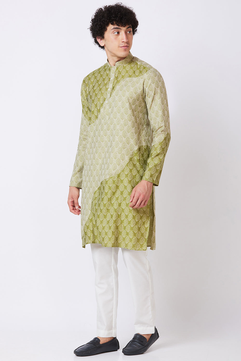 KURTA OLIVE COTTON JACQUARD