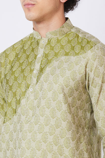 KURTA OLIVE COTTON JACQUARD
