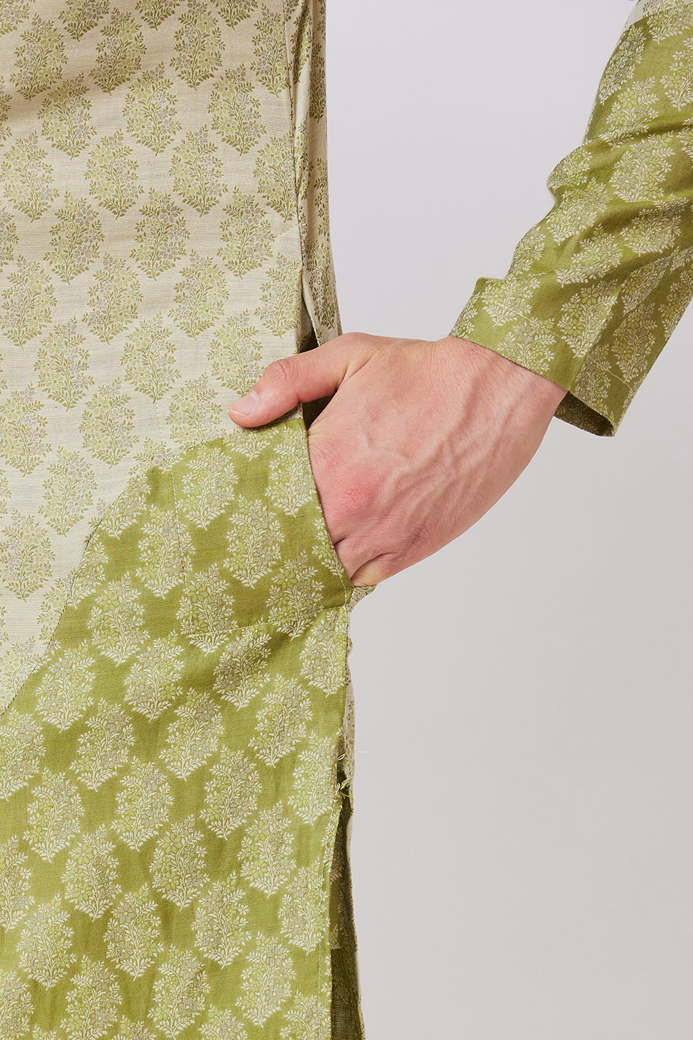 KURTA OLIVE COTTON JACQUARD