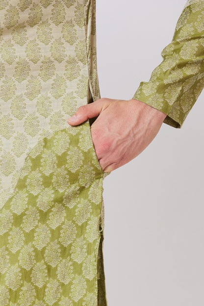 KURTA OLIVE COTTON JACQUARD