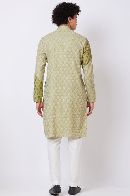 KURTA OLIVE COTTON JACQUARD