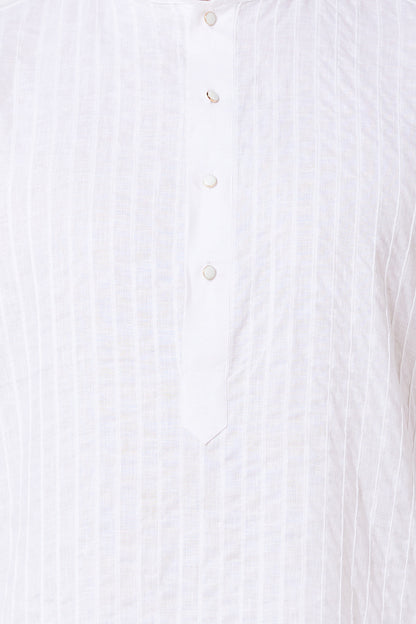 KURTA LINEN WHITE PINTUCKS