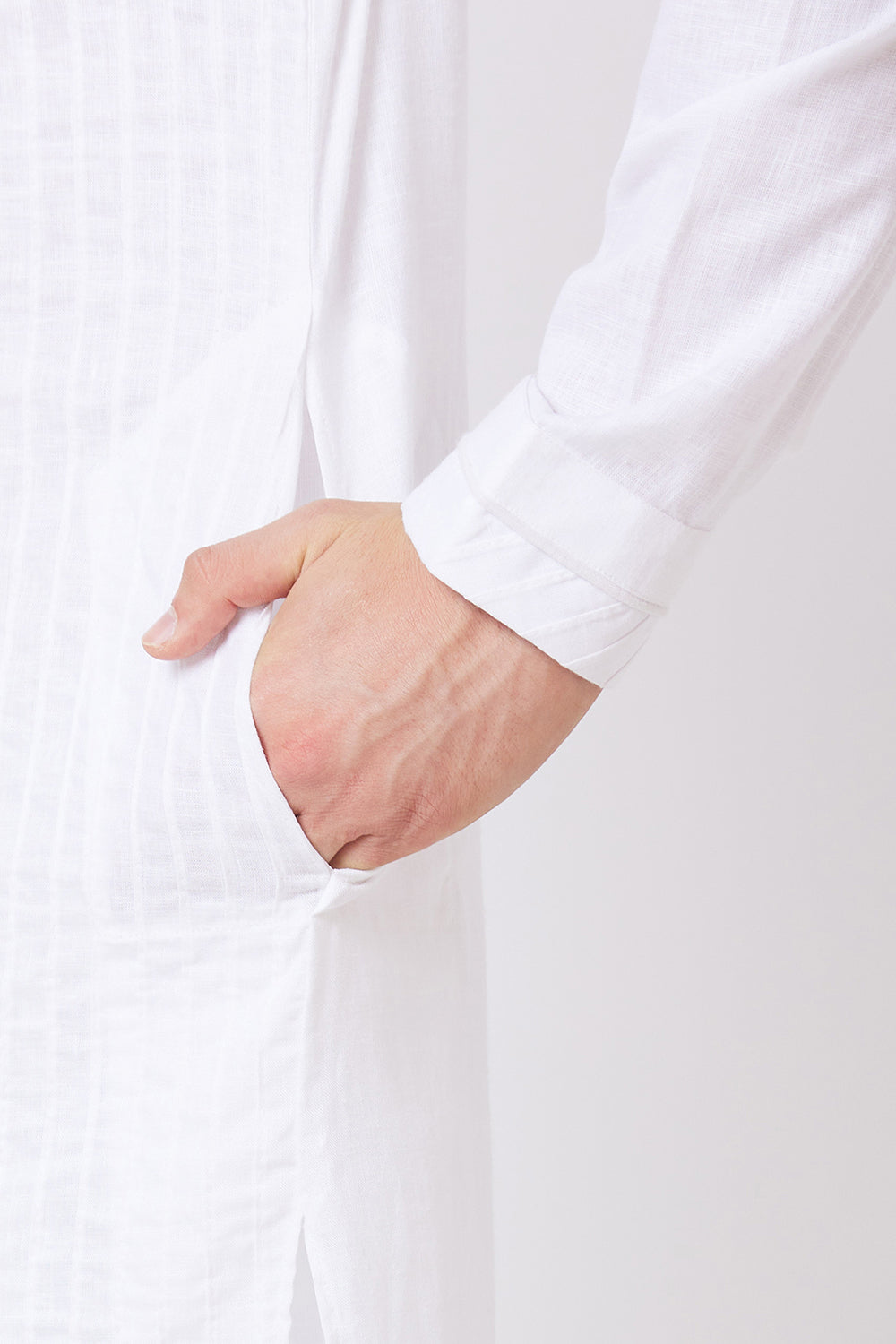 KURTA LINEN WHITE PINTUCKS