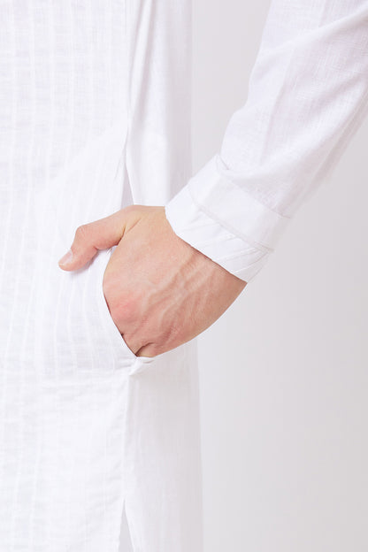 KURTA LINEN WHITE PINTUCKS