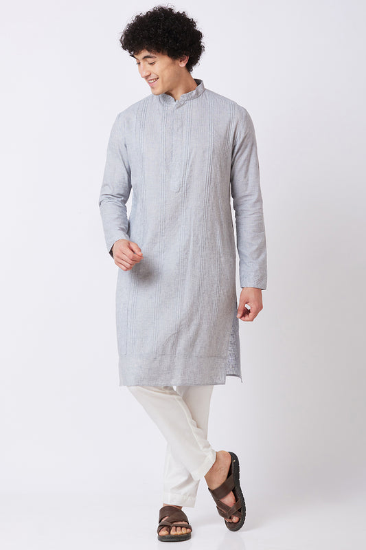 KURTA LINEN GREY PINTUCKS