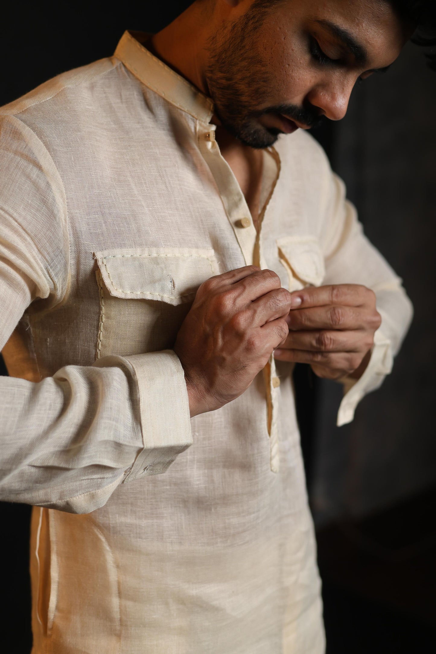 100% LINEN KURTA WITH FLARED PANTS