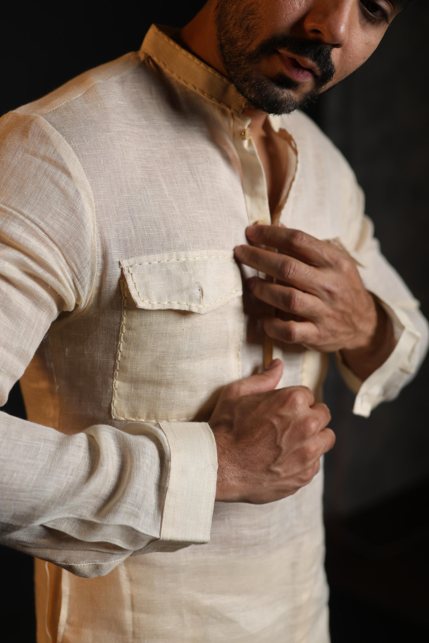100% LINEN KURTA WITH FLARED PANTS