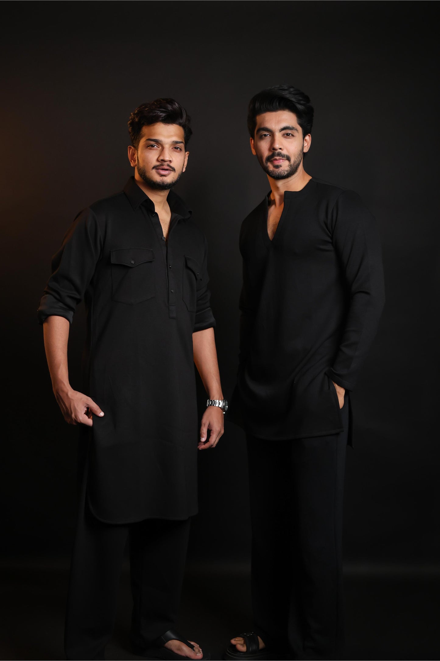 Scuba Black Boat-Neck Kurta with Pants