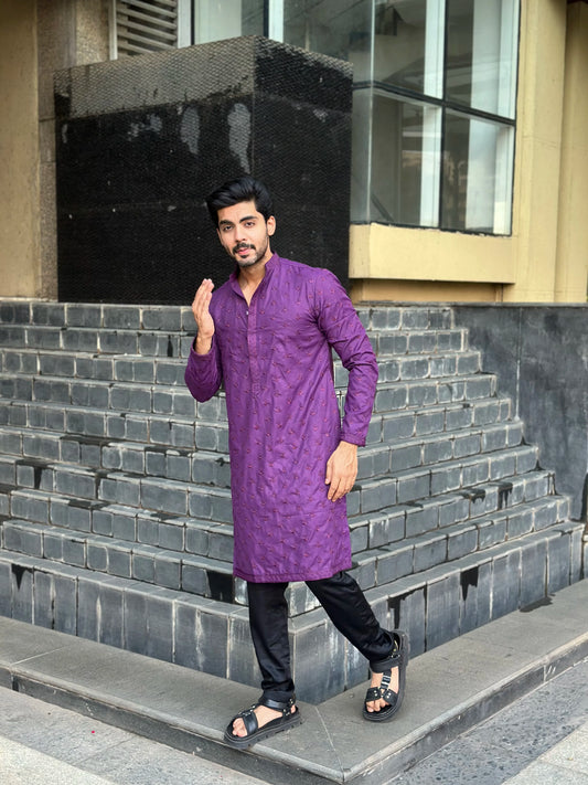 PURPLE EMBROIDERED KURTA