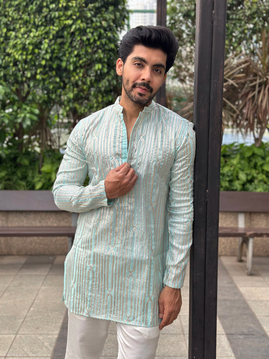 EMBROIDERED TEAL KURTA