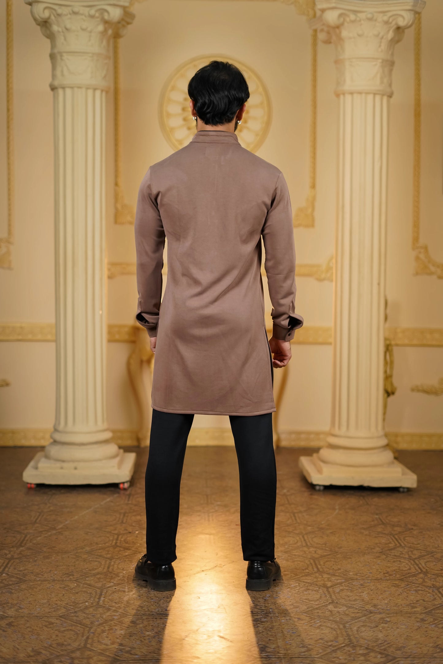 STRETCH V PIPEN BROWN KURTA WITH PANTS