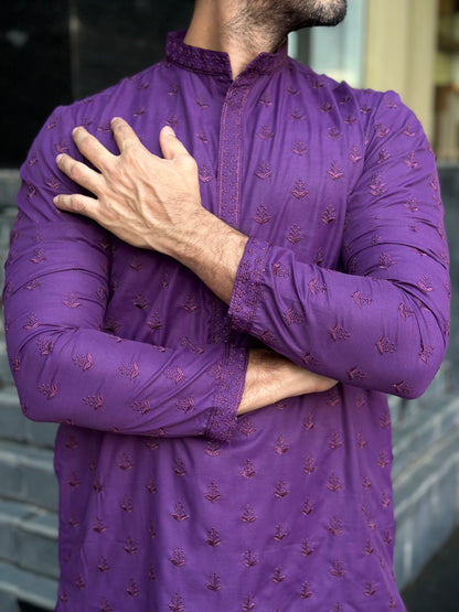 PURPLE EMBROIDERED KURTA