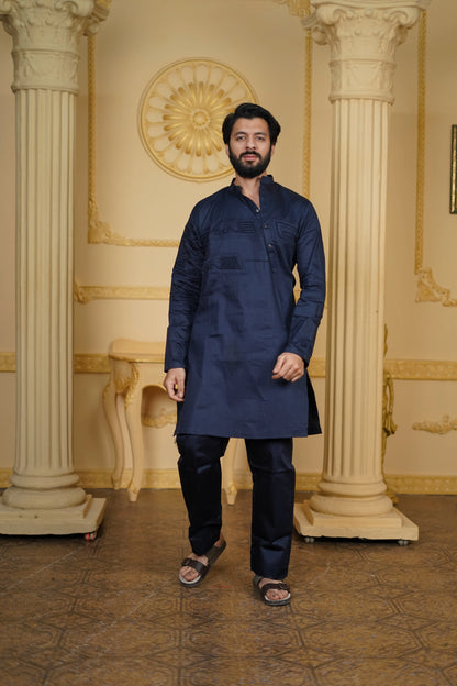 SIDE OPEN 3D EMBROIDERED 100% COTTON WITH PANTS