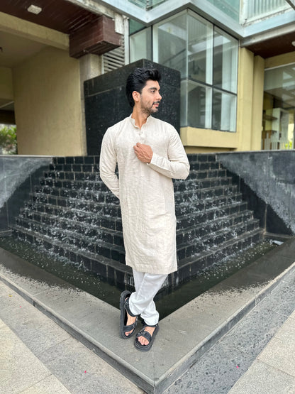 CREAM DESIGNED KURTA