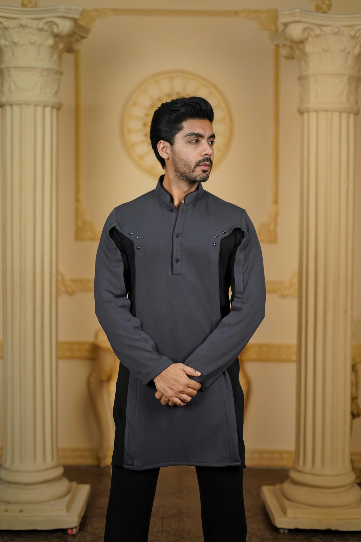 STRETCH PANEL PRINTED KURTA WITH PANTS