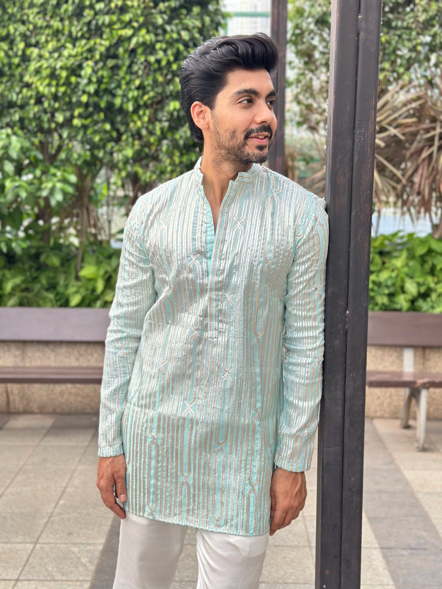 EMBROIDERED TEAL KURTA