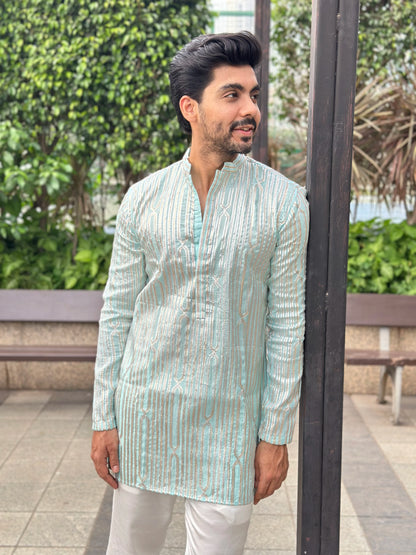 EMBROIDERED TEAL KURTA
