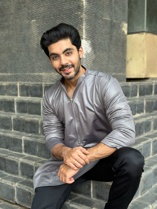 ZIP GREY KURTA