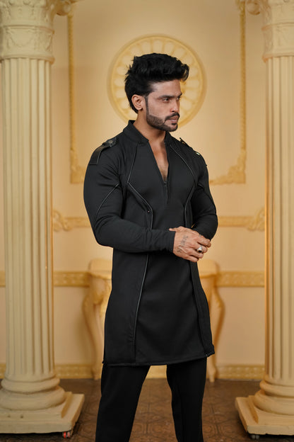 STRETCH LEATHER BATMAN KURTA WITH PANTS