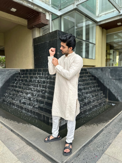 CREAM DESIGNED KURTA