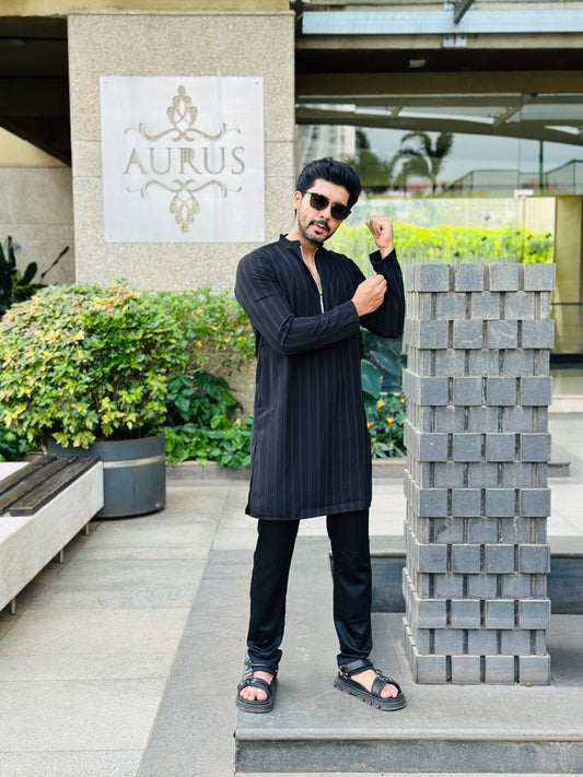 ZIP BLACK KURTA