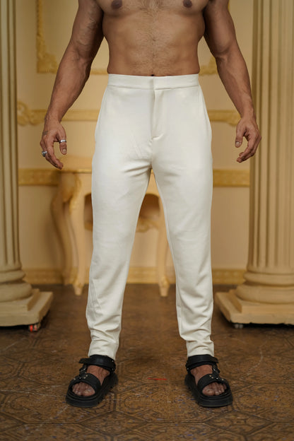 APLIQ SELF WHITE EMBROIDERED JOINT KURTA WITH PANTS