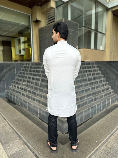 WHITE BUTTON KURTA