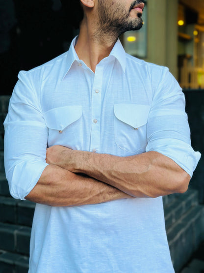 POCKET WHITE KURTA