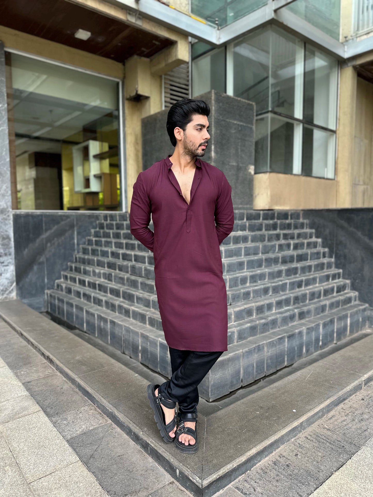 MAROON OPEN KURTA