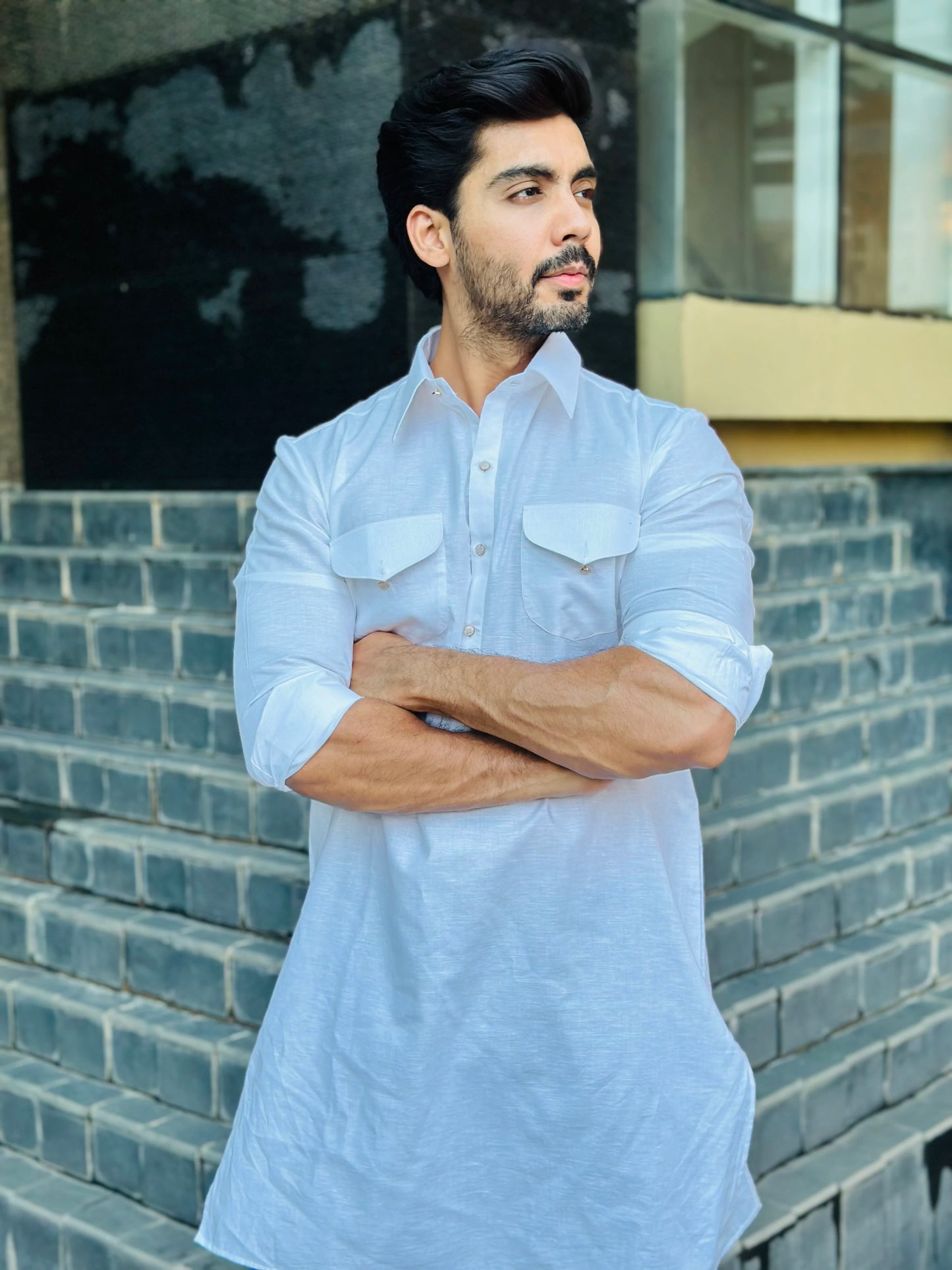 POCKET WHITE KURTA