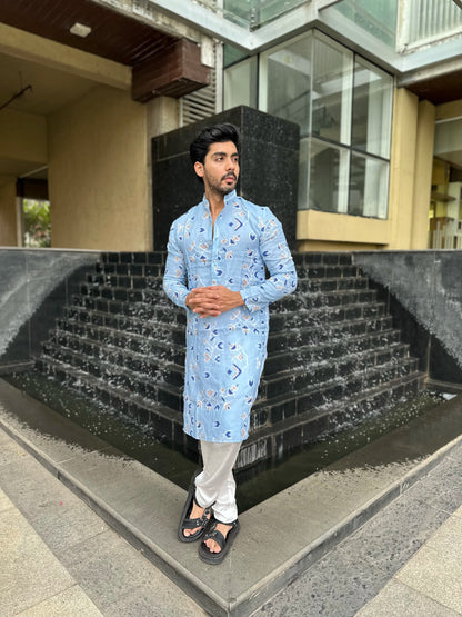 BLUE DESIGNED KURTA
