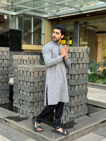 EMBROIDERED GREY KURTA