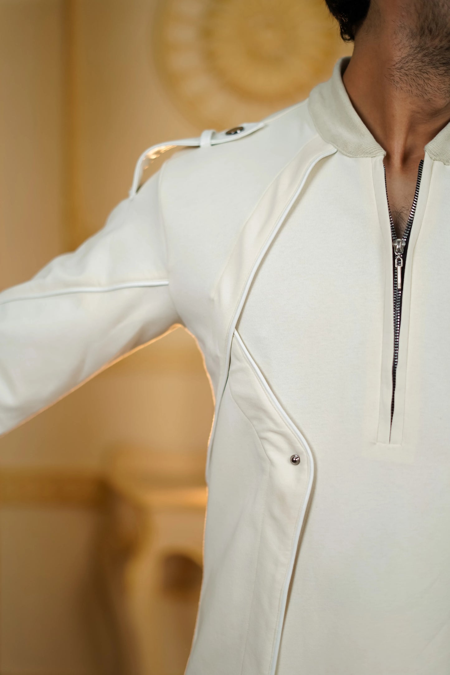 STRETCH LEATHER WHITE KURTA WITH PANTS